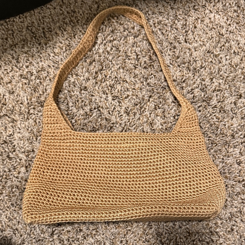 Handcrafted Tan Crochet Shoulder Bag